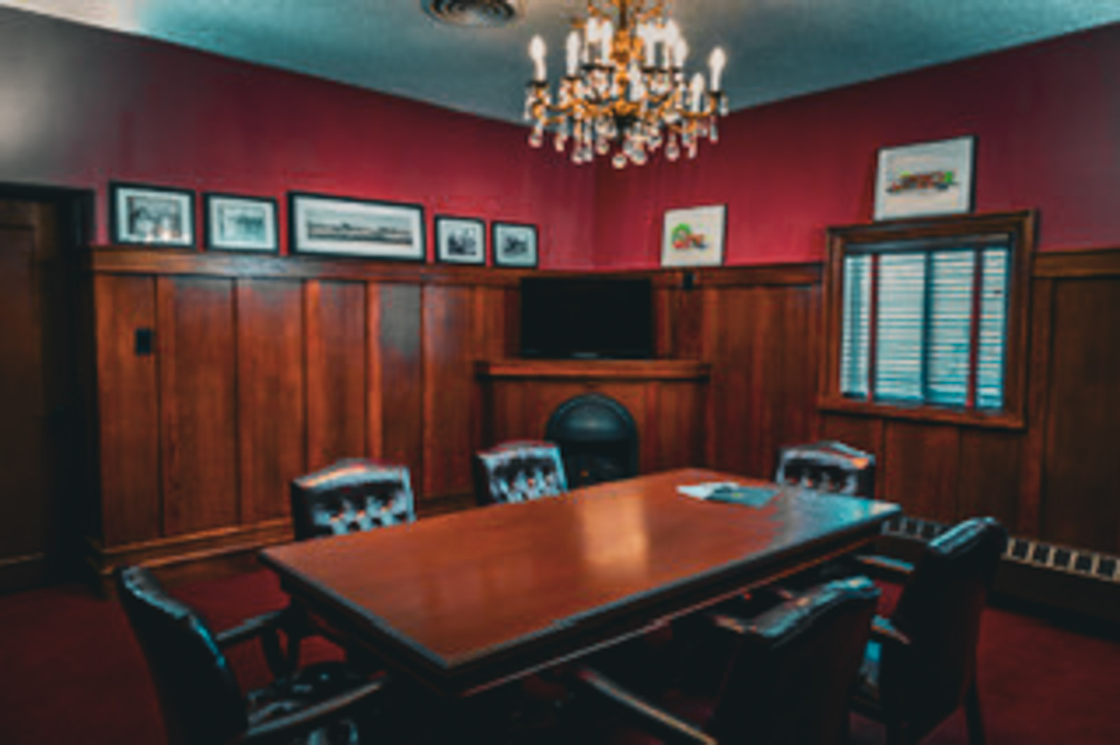 The panelled boardroom table at The Brantford Club
